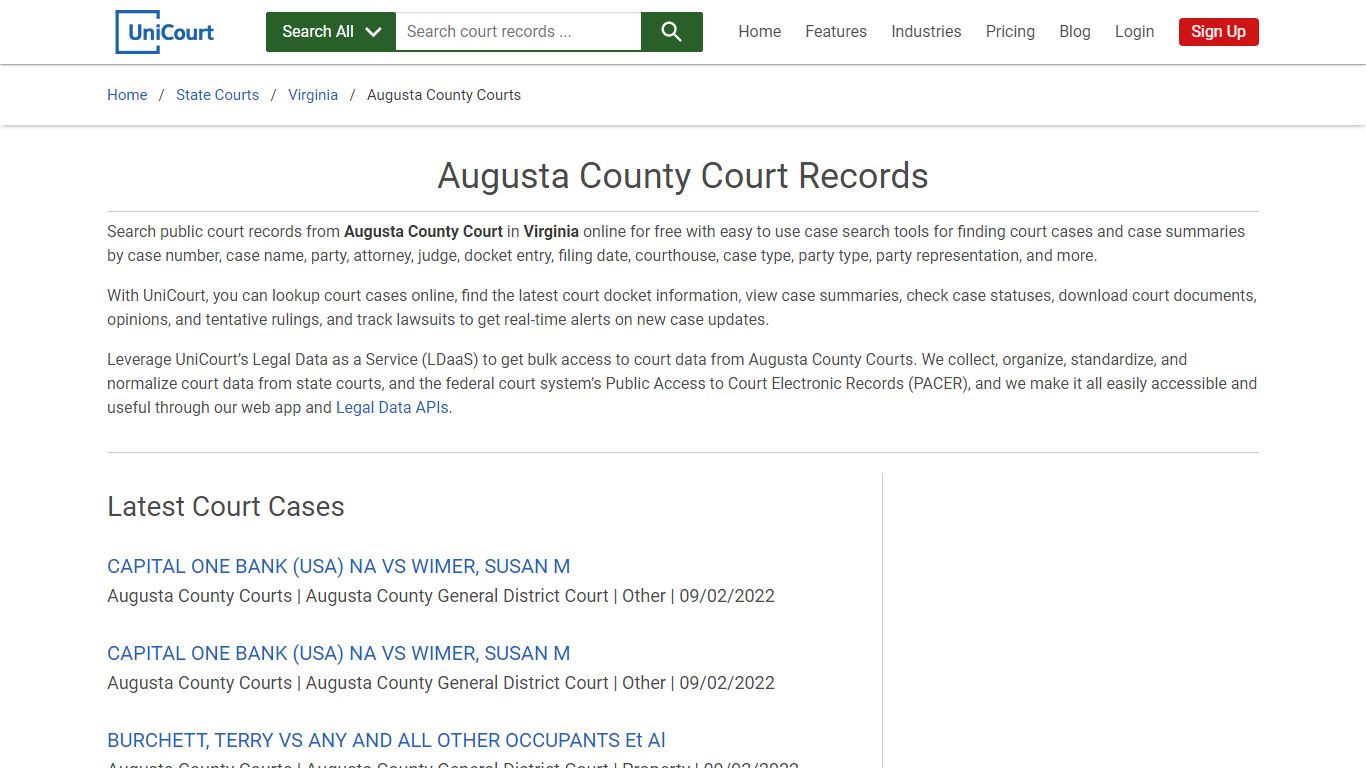 Augusta County Court Records | Virginia | UniCourt